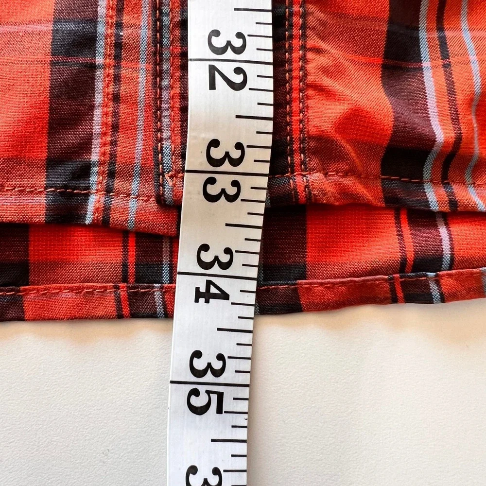 The North Face Mens XL Red Black Plaid Long Sleeve Hiking Button Up Shirt 1583‎